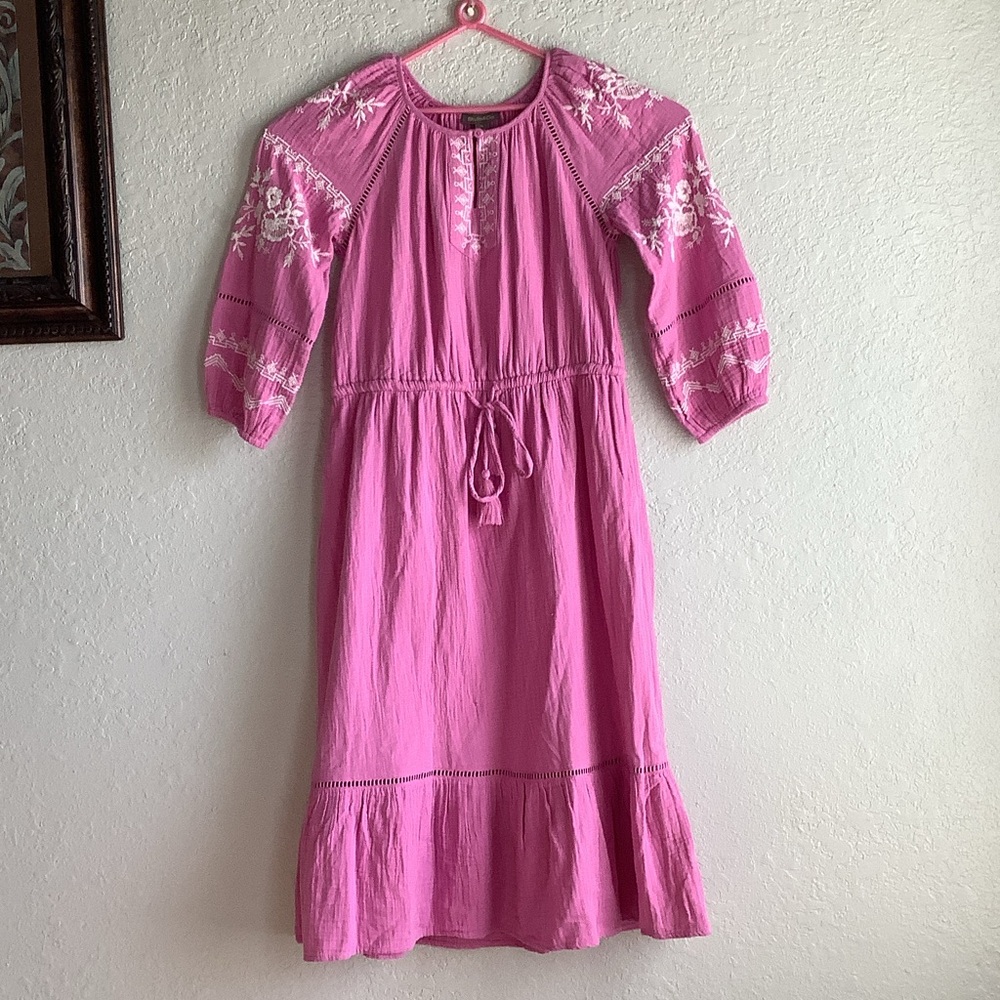 Style & Co. Pink Midi Dress with White Embroidery